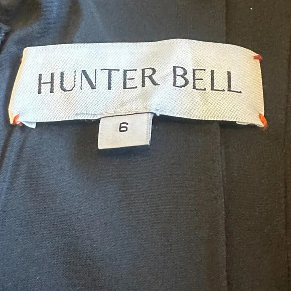 Hunter Bell Andie Linen Blend Dress Black Onyx Puff Sleeve Size 6 Women's - Picture 12 of 14